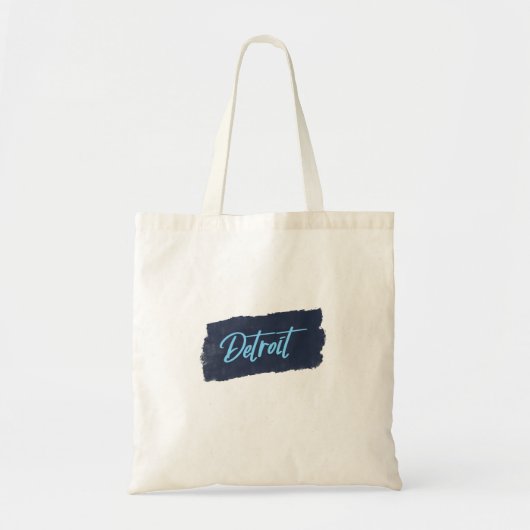 Detroit Handgeschreven Blue Typografie Tote Bag (Voorkant)