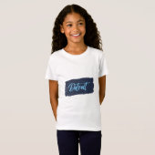 Detroit Handgeschreven Blue Typography T-Shirt (Voorkant volledig)
