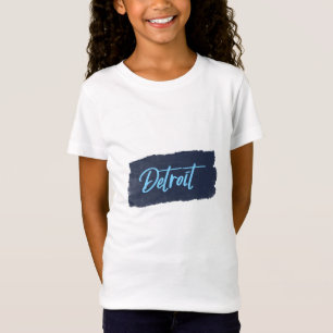 Detroit Handgeschreven Blue Typography T-Shirt