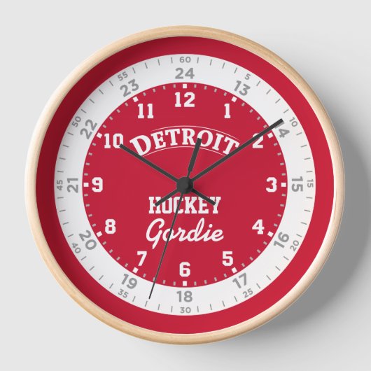Detroit Hockey 24-uurs wandklok (Voorkant)