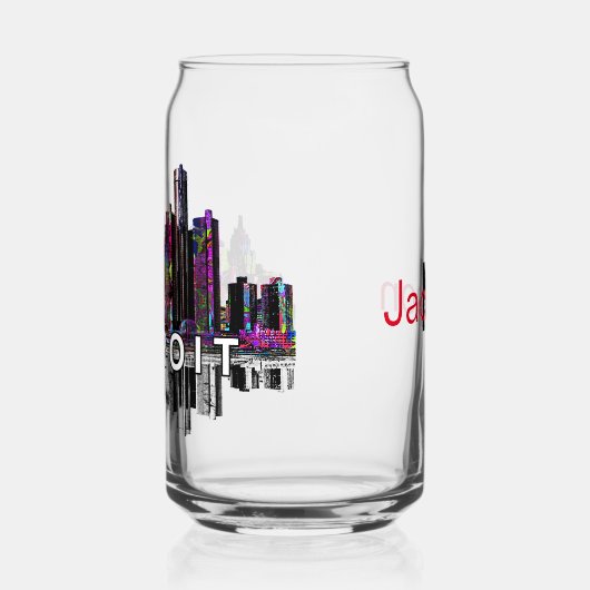 Detroit in graffiti met monogram blikvorm glas (Links)