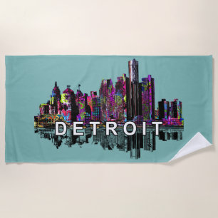 Detroit in graffiti strandlaken