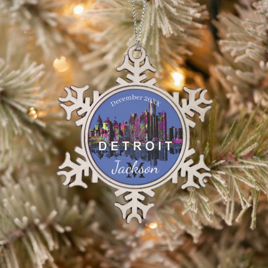 Detroit in graffiti tin sneeuwvlok ornament (Boom)