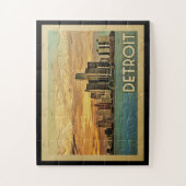 Detroit Jigzaag Puzzle Michigan Vintage Travel Legpuzzel (Verticaal)
