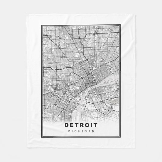 Detroit Kaart Fleece Deken (Voorkant)