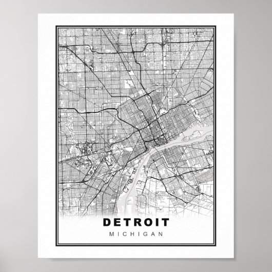 Detroit Kaart Poster (Voorkant)