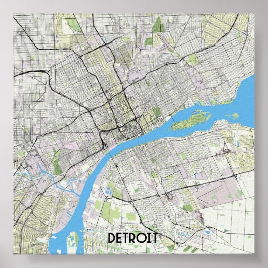 Detroit kaart poster (Voorkant)