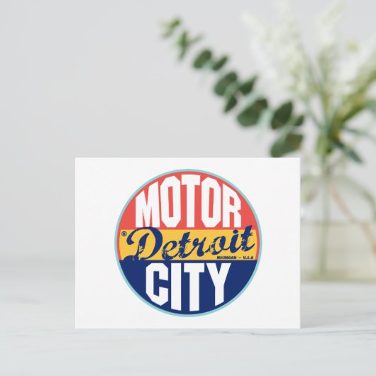 Detroit  Label Briefkaart (Staand voorkant)