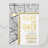 Detroit Love Locator | Bruiloft Bewaar de datum Folie Uitnodiging (Voorkant)