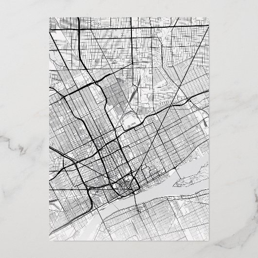 Detroit Love Locator | Bruiloft Bewaar de datum Folie Uitnodiging (Achterkant)