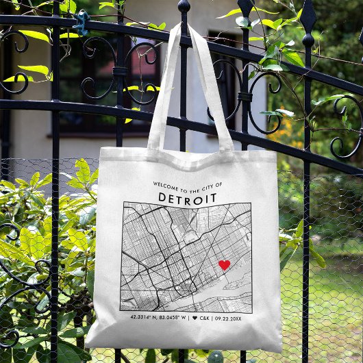 Detroit Love Locator | Stadsplattegrond Bruiloft W Tote Bag