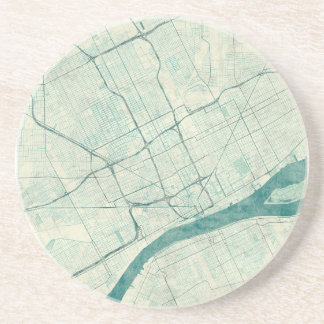 Detroit Map Blue  Zandsteen Onderzetter