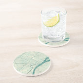 Detroit Map Blue  Zandsteen Onderzetter (Zijkant)