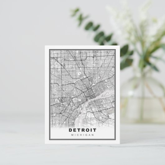 Detroit Map Briefkaart (Staand voorkant)