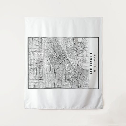 Detroit Map Wandkleed (Voorkant)