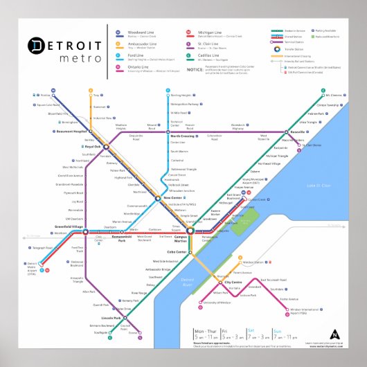 Detroit Metro Poster 24 x 24 inch (standaard, nieu (Voorkant)