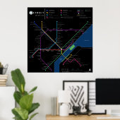 Detroit Metro Poster 32 x 32 inch (donker) (Thuiskantoor)