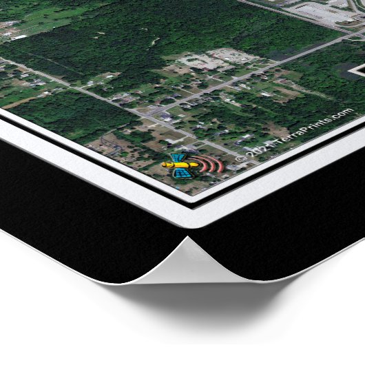 Detroit Metropolitan Airport Satellite Map Poster (Hoek)