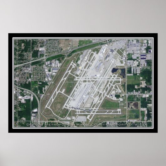 Detroit Metropolitan Airport Satellite Map Poster (Voorkant)