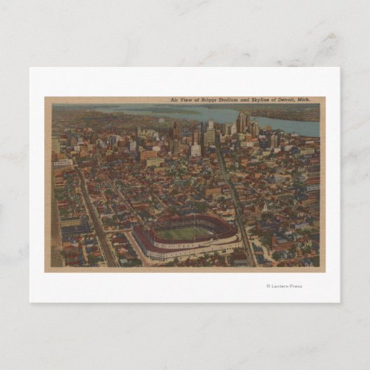 Detroit, MI - Aerial Briggs Baseball Stadium Briefkaart (Voorkant)