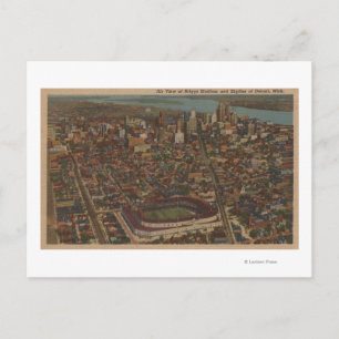 Detroit, MI - Aerial Briggs Baseball Stadium Briefkaart