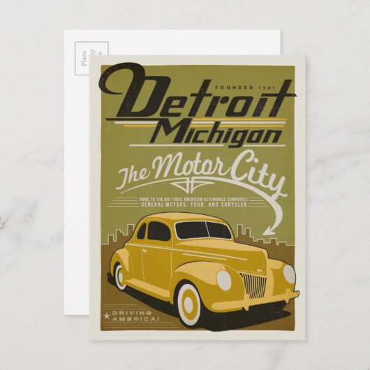 Detroit, MI Briefkaart (Voorkant / Achterkant)