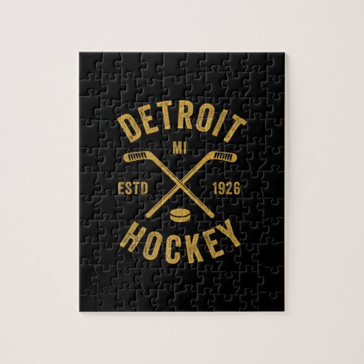 Detroit Mi Ice Hockey Sticks Premium Legpuzzel (Verticaal)