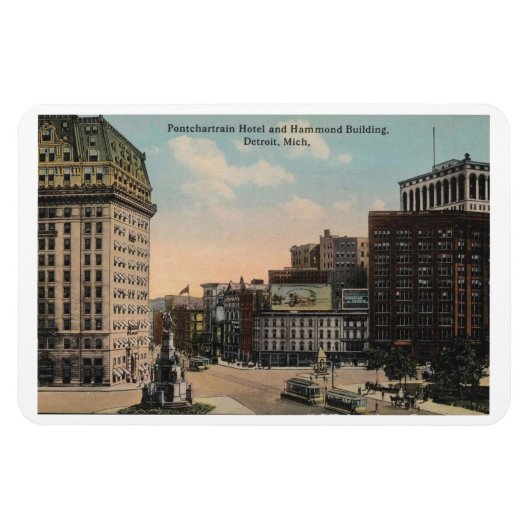 Detroit MI, Pontchartrain Hotel, Hammond Building Magneet (Horizontaal)