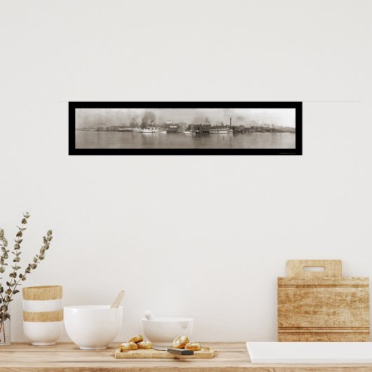 Detroit, MI Riverfront Foto 1908 Poster (Keuken)