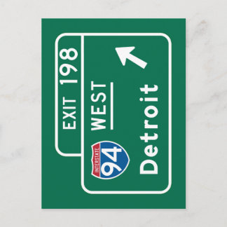 Detroit, MI Road Sign Briefkaart