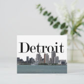 Detroit MI Skyline met Detroit in Sky Briefkaart (Staand voorkant)