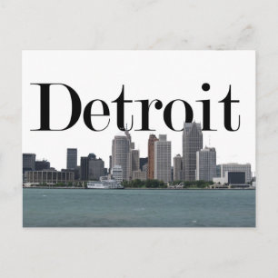 Detroit MI Skyline met Detroit in Sky Briefkaart