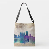 Detroit, MI | Waterverf City Skyline Crossbody Tas (Achterkant)