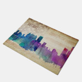 Detroit, MI | Waterverf City Skyline Deurmat (Schuin)