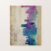 Detroit, MI | Waterverf City Skyline Legpuzzel (Verticaal)