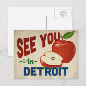 Detroit Michigan Apple - Vintage Travel Briefkaart (Voorkant / Achterkant)