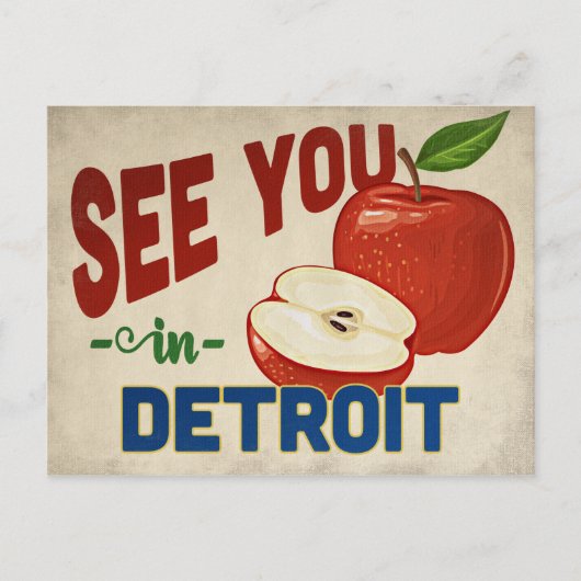 Detroit Michigan Apple - Vintage Travel Briefkaart (Voorkant)