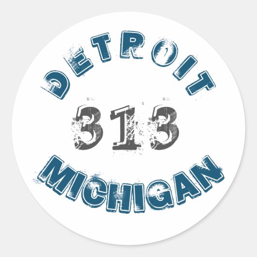 Detroit Michigan Area Code Ronde Sticker (Voorkant)