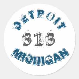 Detroit Michigan Area Code Ronde Sticker