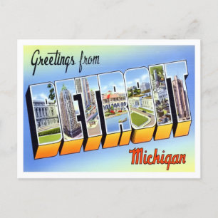 Detroit, Michigan  Big Letters Briefkaart