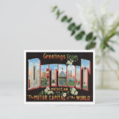 Detroit, Michigan Big Letters Briefkaart (Staand voorkant)