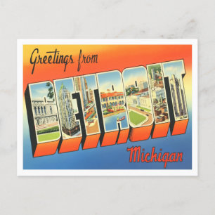 Detroit, Michigan  Big Letters Briefkaart