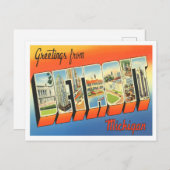 Detroit, Michigan  Big Letters Briefkaart (Voorkant / Achterkant)