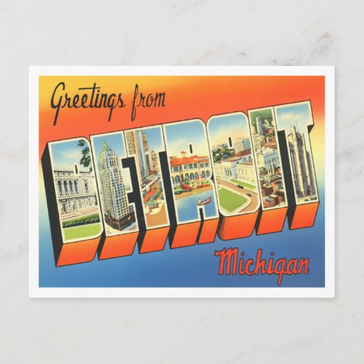 Detroit, Michigan  Big Letters Briefkaart (Voorkant)
