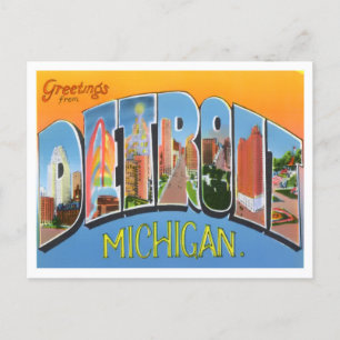 Detroit, Michigan  Big Letters Briefkaart