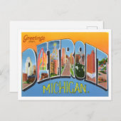 Detroit, Michigan  Big Letters Briefkaart (Voorkant / Achterkant)