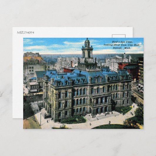 Detroit, Michigan, Bird's Eye Uitzicht,  Briefkaart (Voorkant / Achterkant)