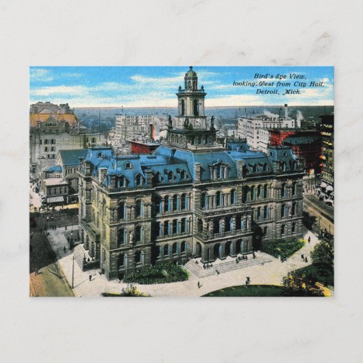 Detroit, Michigan, Bird's Eye Uitzicht,  Briefkaart (Voorkant)