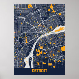 Detroit - Michigan Bluefresh City Map Poster