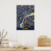 Detroit - Michigan Bluefresh City Map Poster (Keuken)